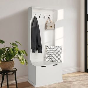 Armadio Indipendente Bianco con Scaffali Multipli, Appendiabiti da Camera da Letto/Veranda con Ganci per Vestiti - Product Image 2
