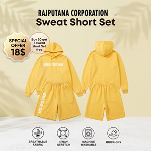 Ensemble sweat à capuche et short pour homme, décontracté, coupe ample, en coton respirant, oversize, survêtement polaire - Product Image 1
