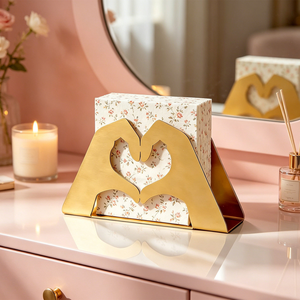 Luxury <b>Gold</b> Heart Shape Napkin Holder, Decorative Metal <b>Paper</b> <b>Tissue</b> Stand Kitchen Restaurant Hotel Party and Home Decor - Product Image 3