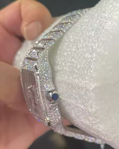 Reloj de cuarzo Moissanite con incrustaciones de diamantes Prestige Glow Frost para hombre, estilo diamante, reloj de lujo, reloj de pulsera llamativo y lujoso. - Product Image 6