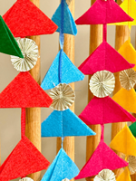 Guirlandes triangulaires colorées Gota Patti, fleurs artificielles faites à la main, pour décorations suspendues Haldi, Mehndi, Sangeet, mariage, Saint-Valentin