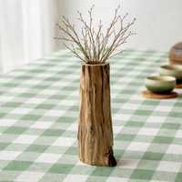 Vas Lantai Kayu & Bambu Alami Rustic TIMELESS CRAFT, Dekorasi Pernikahan Ramah Lingkungan Buatan Tangan, Ukuran Kustom Diameter 12"-14"