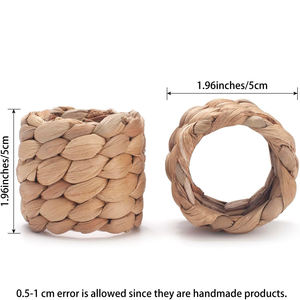 Lot d'anneaux de serviette en jacinthe d'eau OEM, ronds, tissés à la main, support de serviette, taille personnalisée 3cm 5cm de largeur, décoration de fête rustique bohème, direct usine - Product Image 1