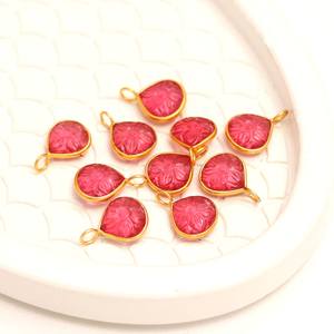 Pendentif en pierre précieuse de tourmaline rose AAA sculpté à la main en forme de fleur, en argent sterling 925, charme en pierre de tourmaline pour bijoux - Product Image 1