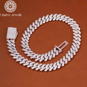 Charm Jewells Moissanite <b>Statement</b> <b>Necklace</b> Brilliant Cut Geometric Link Chain 14K Gold Plated 925 Silver IGI Certified Hip Hop - Product Image 3
