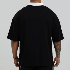 เสื้อยืดผู้ชายผ้าฝ้าย 100% ทรงเข้ารูป ยืดหยุ่นได้ ดีไซน์แผงต่อผ้า รุ่นใหม่ล่าสุด เสื้อผ้าฤดูร้อน ลายย้อมสีพื้น ทอแบบพิเศษ - Product Image 2