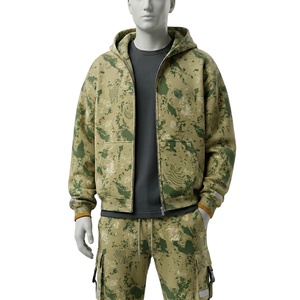 ชุดเสื้อฮู้ดซิปสีเขียวมะกอกพรีเมียมและกางเกงจ็อกเกอร์คาร์โก้ - Product Image 1