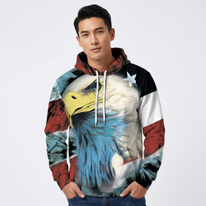 Sudadera con Capucha para Hombre con Estampado de Águila, Patrón de Bandera Americana, Sublimación 3D, Sudadera Informal de Corte Regular para Otoño - Product Image 5