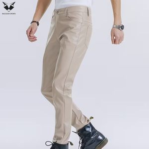 2026 Stretchable Fabric Good Supplier With Own Logo Print Best Seller Unique Design Zippered Slim Fit Faux Leather Pants - Product Image 5