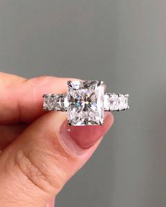 <b>Indian</b> Manufacture 3 Ct Brilliant Cut Moissanite 925 Sterling Silver Rhodium Plated Pave Setting Engagement <b>Ring</b> for Women - Product Image 4