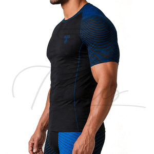 T-shirt de compression pour homme, haute qualité, faible MOQ, logo personnalisé, meilleur prix, fournisseurs de t-shirts de compression pour la course à pied, manches courtes - Product Image 4