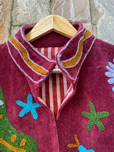 Chaqueta de terciopelo bordada a mano para mujer, diseño celestial, serpiente, estilo cowboy, boho, manga larga, chaqueta de otoño para mujer - Product Image 5