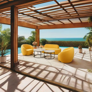 Modern Yellow Sofa Set Minimalist Living Room Furniture Round Coffee <b>Tables</b> <b>Matte</b> Finish Wooden Shelf Included - Product Image 5