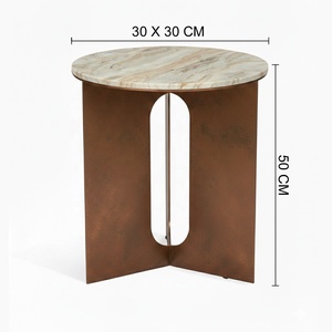 Mesa auxiliar de metal con superficie de mármol disponible en varios acabados de mármol y metal para sala de estar B2B India - Product Image 1