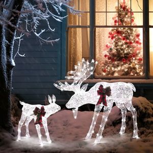 2 pezzi 4ft 30V 3.6W Moose famiglia 200LED stringa di pelle luce bianca giardino alce decorazione per decorazioni giardino giardino - Product Image 6