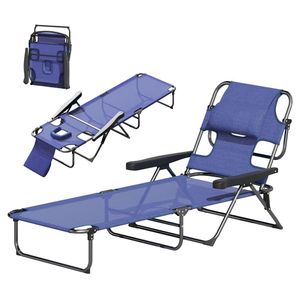 Chaise longue pliante bleu marine pour la plage et le bain de soleil en extérieur - Product Image 5