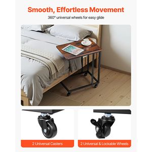 Tavolino Laterale a Forma di C con Ruote, Supporto Portatile con Struttura in Metallo per Soggiorno, Camera da Letto o Ufficio - Product Image 3