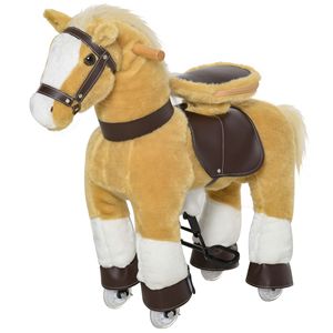 Caballo de Juguete Marrón para Montar, para Niños de 3 a 8 Años, Suave y Abrazable, con Ruedas Fáciles de Mover, Duradero, Juego Interactivo - Product Image 1