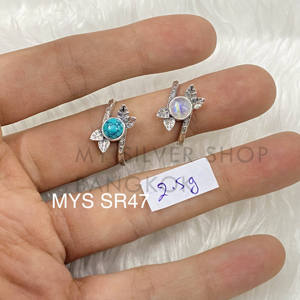 Anillos de Plata de Ley 925 con Diseño de Hoja, Joyería Fina, Anillos con Turquesa y Piedra Lunar, Precio al por Mayor, Joyería de Plata - Product Image 1