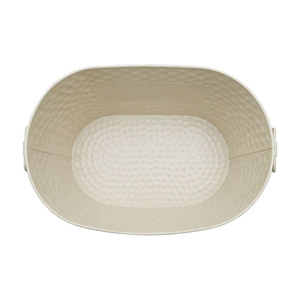 Modern Cream Hammered Oval Galvanized Steel <b>Ice</b> Bucket With Wire Side Handles Powder Coated Metal Party Beer Beverage Tub Supply - Product Image 4