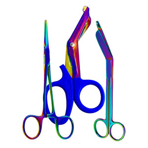 Pinzas Hemostáticas de 5.5 Pulgadas + Tijeras de Paramédico EMT de 7.25 Pulgadas, Color Multititanio Arcoíris, Acero Inoxidable de Primera Calidad, Quirúrgicas - Product Image 1