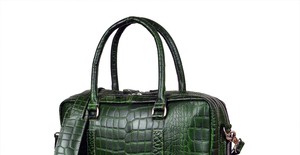 Maletín para Portátil de Piel de Cocodrilo Verde, Elegante Bolso de Hombro, Cierre de Cremallera Impermeable y Protector, para Viajes de Negocios y Trabajo - Product Image 2