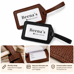 Étiquette de bagage personnalisée en cuir véritable de luxe, lavable, porte-carte nominative pour valise, identificateur de bagage pour l'aéroport - Product Image 5