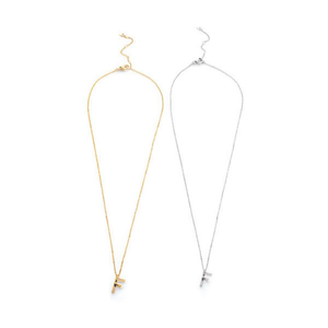 Collana con Ciondolo a Forma di Lettera F in Acciaio Inossidabile, 6mm, Minimalista, Unisex, per Uso Quotidiano - Product Image 2