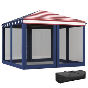 10x10FT American Flag Pop up <b>Tent</b> with Mesh Sidewalls Patriotism-Inspired <b>Canopy</b> for Outdoor Events - Product Image 1
