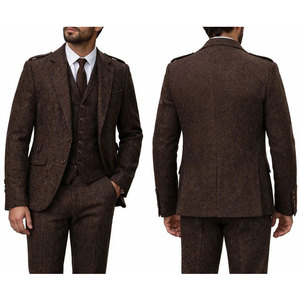 Chaqueta de tweed marrón con estampado argyle para hombre, con chaleco, traje escocés para boda, estilo Highland, personalizado 2026 - Product Image 2