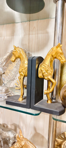 Golden Horse Bookends Decorative Metal Book Holder for Office <b>Desk</b> <b>Bookshelf</b> and Home Interior Decoration - Product Image 3