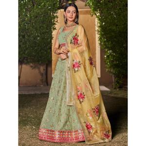 Attractive Pista Green Sequins Georgette Lehenga Choli with Dupatta Premium Regional Clothing - Product Image 6