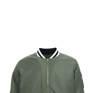 Blouson bomber vert olive pour homme, fermeture éclair décontractée, col rabattable, matière polyester, vêtement d'automne - Product Image 4
