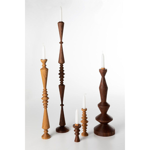 Classic Wooden Candlestick Holder Tapered Shape Natural Finish Home Decoration Set of Three Lighting <b>Candle</b> <b>Taper</b> On Sale - Product Image 2