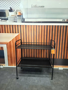 2-Tier Metal Storage Cart With Wheels Industrial Style Kitchen Shelving Unit Portable <b>Rolling</b> <b>Rack</b> Rectangular Design - Product Image 4