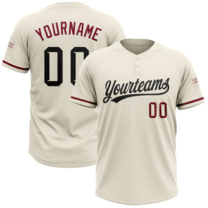 Camiseta de Béisbol Color Crema, Manga Corta, Cierre de Botones, Absorbe la Humedad, Corte Regular para Hombre, Impresión con Nombre del Equipo - Product Image 4