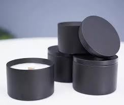 Pot à bougie en acier inoxydable noir avec revêtement en poudre, écologique, durable, avec couvercle métallique, pour la décoration de table, de la maison, de mariage ou de Noël - Product Image 2