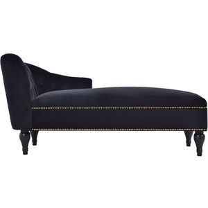 Chaise longue in velluto da 58 pollici con bracciolo destro, design trapuntato a bottoni e finiture con borchie, gambe in legno massello per soggiorno - Product Image 5