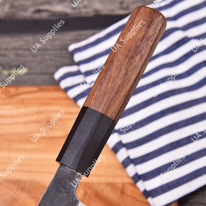 Couteau de chef japonais vintage professionnel en acier inoxydable forgé 12C27, ambidextre, 7 pouces, manche en bois naturel, OEM OBM - Product Image 3