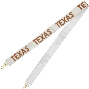 Texas personnalisé 'Hook Em Horns' perlé sac à main sangle or blanc perle de rocaille sac sangles accessoire à la mode - Product Image 1