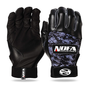 NOFA INDUSTRIES Leather Batting Gloves Black Ambidextrous <b>Hook</b> And Loop Closure Training Glove - Product Image 1