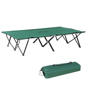 Lettino da campeggio pieghevole per 2 persone, per adulti, largo 50 pollici, portatile, con borsa per il trasporto, letto da campeggio rialzato, verde - Product Image 1