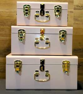 Caja de almacenamiento tipo baúl, caja decorativa para guardar objetos, baúl metálico de estilo vintage, organizador de maletas, caja de almacenamiento de lujo. - Product Image 3