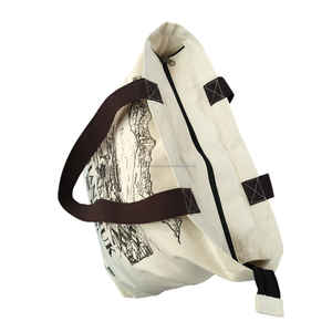 กระเป๋าผ้าแคนวาสสำหรับผู้หญิง ขนาดใหญ่พิเศษ สีพื้น ปักลาย พิมพ์ลายตามสั่ง ปิดซิป เป็นมิตรกับสิ่งแวดล้อม เหมาะสำหรับการช้อปปิ้งและโปรโมชั่น - Product Image 3