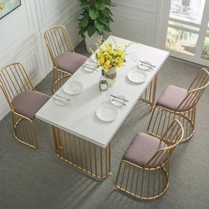 Modern Rectanglur Dining Tables With <b>Marble</b> <b>Top</b> Luxury Dining Table 6 Seater Metal Dining Table With White <b>Marble</b> <b>Top</b> - Product Image 3
