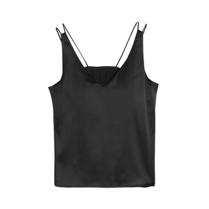 Custom Women Satin <b>Camisole</b> Tank Top V Neck Sleeveless <b>Silk</b> Blouse Casual Summer Base Layer Vest - Product Image 2