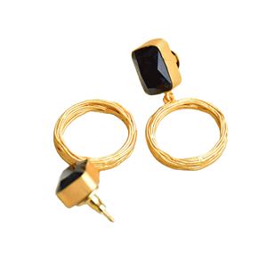 Aros de Latón Chapados en Oro al por Mayor, Piedra Semipreciosa Natural, Acabado de Latón Antiguo, Hipoalergénicos, Uso Seguro, Premium B2B - Product Image 5