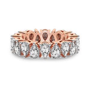 Anillo de oro macizo de 14k con diamantes cultivados en laboratorio, corte pera, estilo eternidad, joyería para mujeres y niñas. - Product Image 4