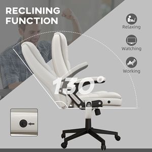 Ergonomic White Heated Massage Office Chair Recliner with 6 <b>Vibration</b> Points for Desk Use - Product Image 6