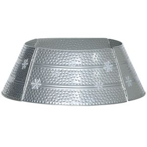 Collare per Albero di Natale Fatto a Mano da 26 Pollici in Argento con Anello in Acciaio e Decorazione a Fiocco di Neve Inciso, Decorazione Natalizia Fai-da-Te da Appendere - Product Image 1